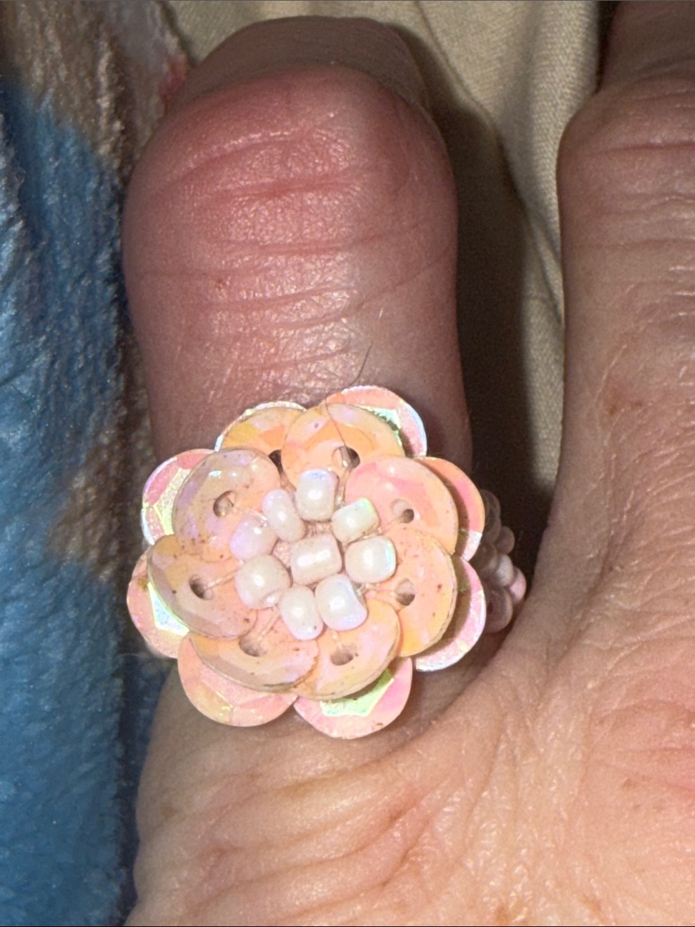 Pink Floral Sequins/shine SUPER CUTE stretchy Ring